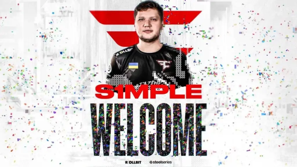 Esports player welcomed to CS:GO team with graphic design and confetti