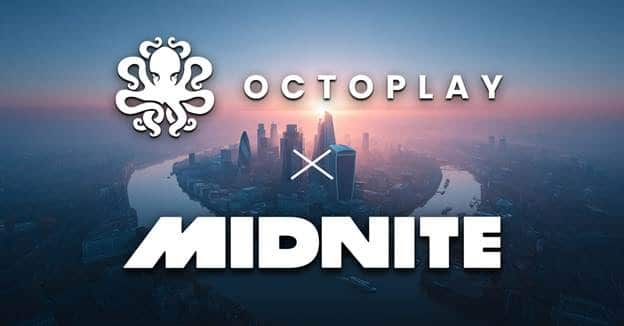 Octoplay and Midnite partnership over city skyline background
