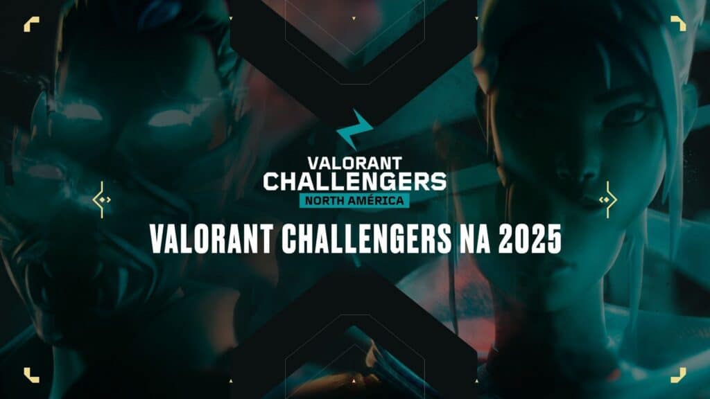 Valorant Challengers North America 2025 announcement banner featuring game characters
