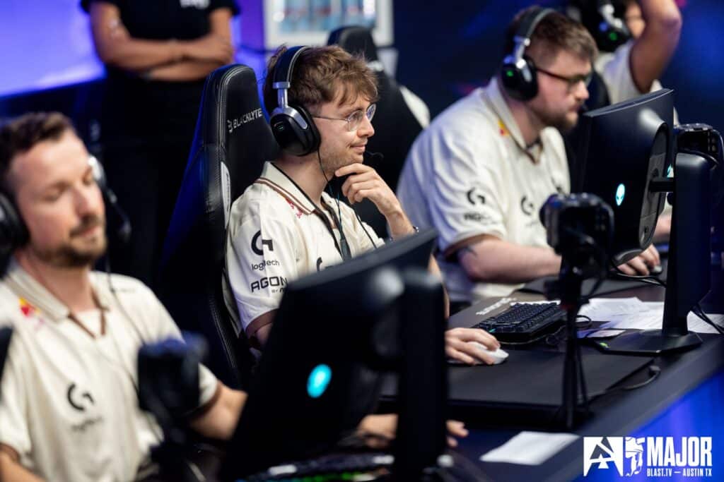 Professional gamers competing in a Counter-Strike tournament at BLAST.tv Major in Austin, TX